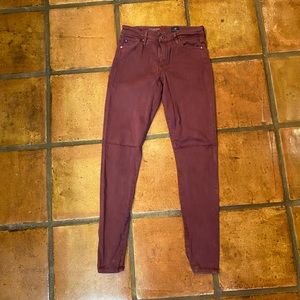 EUC AG Denim The Farrah Faded Maroon Skinny Jeans, size 28R